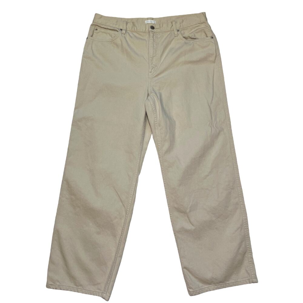 Uniqlo Women’s Beige Wide Leg Denim Chino Pants 32x31 Cotton Casual Minimalist